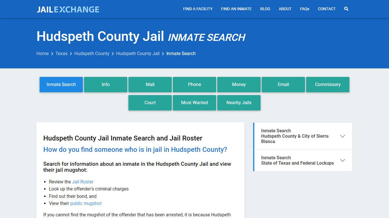 Inmate Search: Roster & Mugshots - Hudspeth County Jail, TX