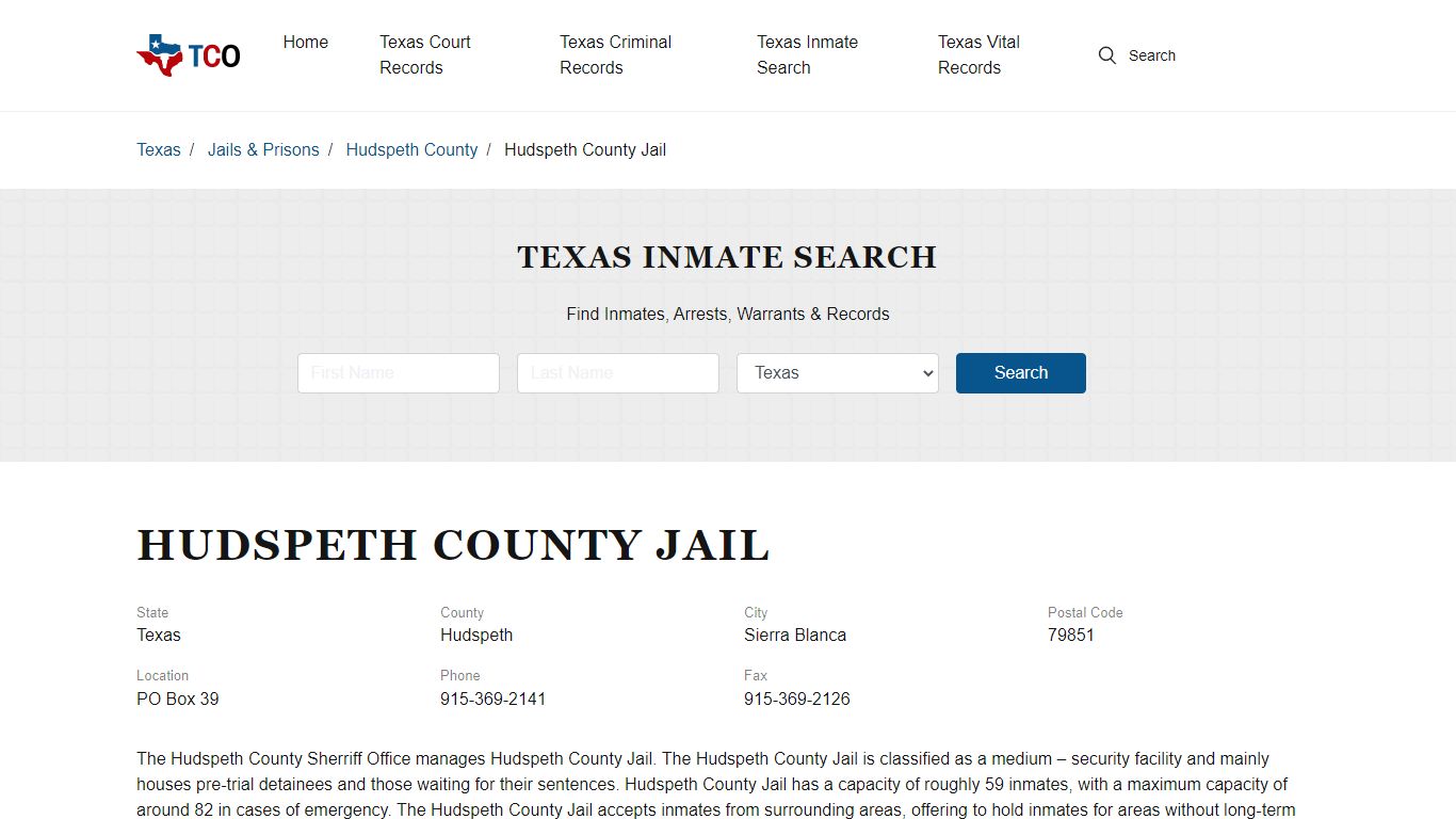 Hudspeth County Jail - txcountyoffices.org